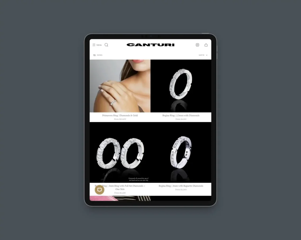 Canturi Jewellery, tablet